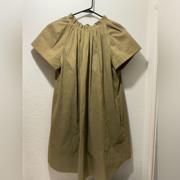 Sea New York  mini dress pleated tie back accent size 6 virgin wool linen nylon - Picture 2 of 10